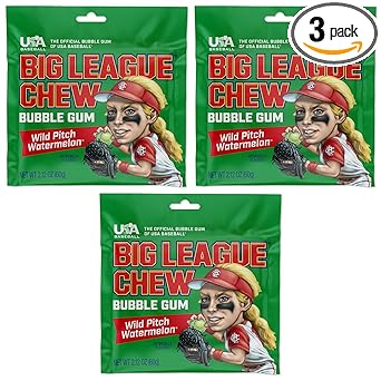Big League Chew Cotton Candy Bubble Gum 3-Pack - Holiday Gift Set for Coaches, Team Parents, and Adult Baseball Lovers