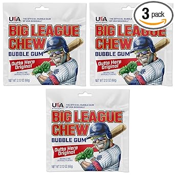 Big League Chew Cotton Candy Bubble Gum 3-Pack - Holiday Gift Set for Coaches, Team Parents, and Adult Baseball Lovers