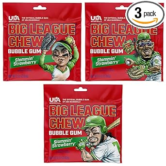 Big League Chew Cotton Candy Bubble Gum 3-Pack - Holiday Gift Set for Coaches, Team Parents, and Adult Baseball Lovers