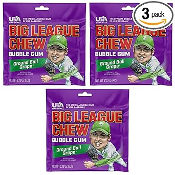 Big League Chew Cotton Candy Bubble Gum 3-Pack - Holiday Gift Set for Coaches, Team Parents, and Adult Baseball Lovers