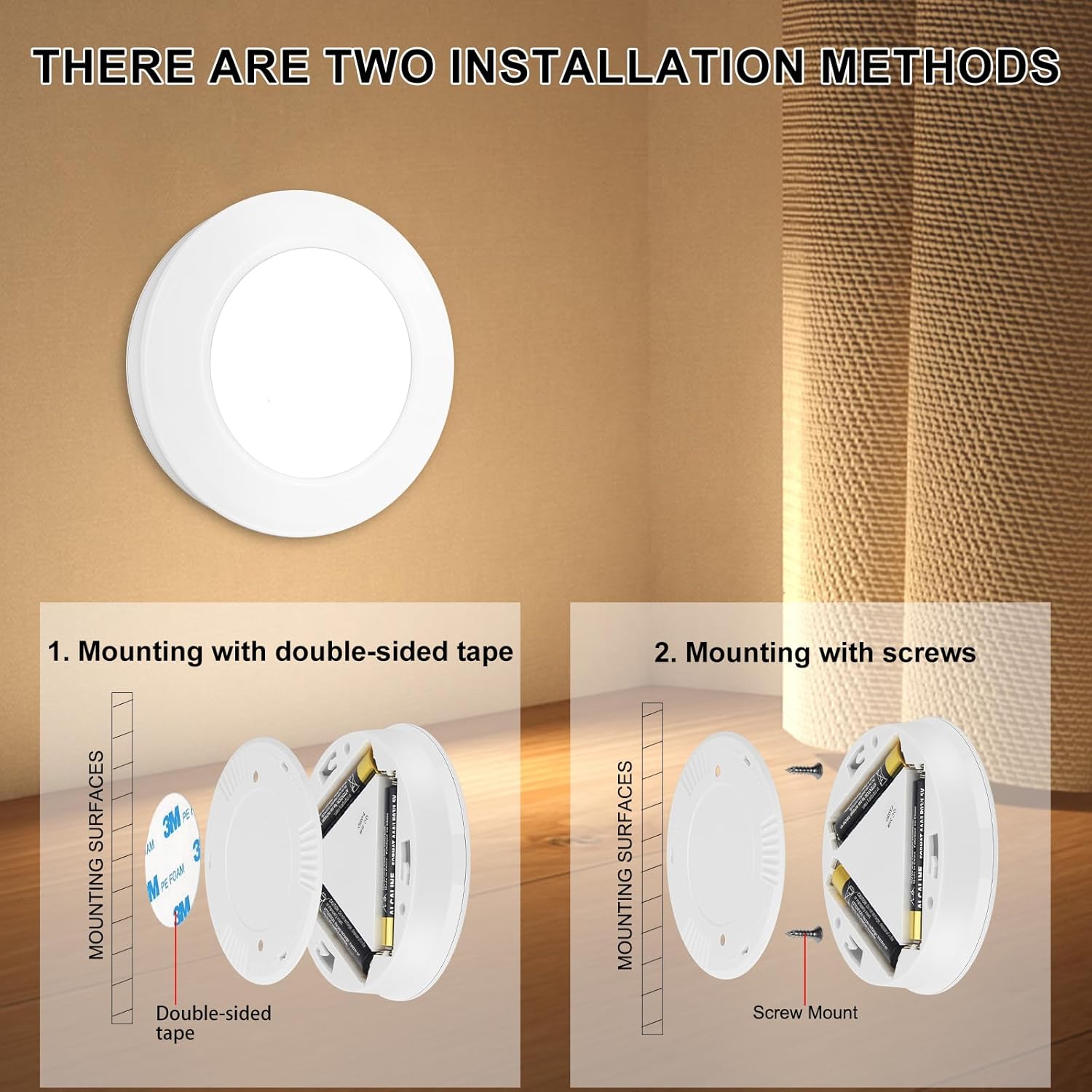 BIGMONAT LED Puck Light – Less-Is-More Cabinet and Shelf Lighting with 3000K Soft Output, No Switches or Wires
