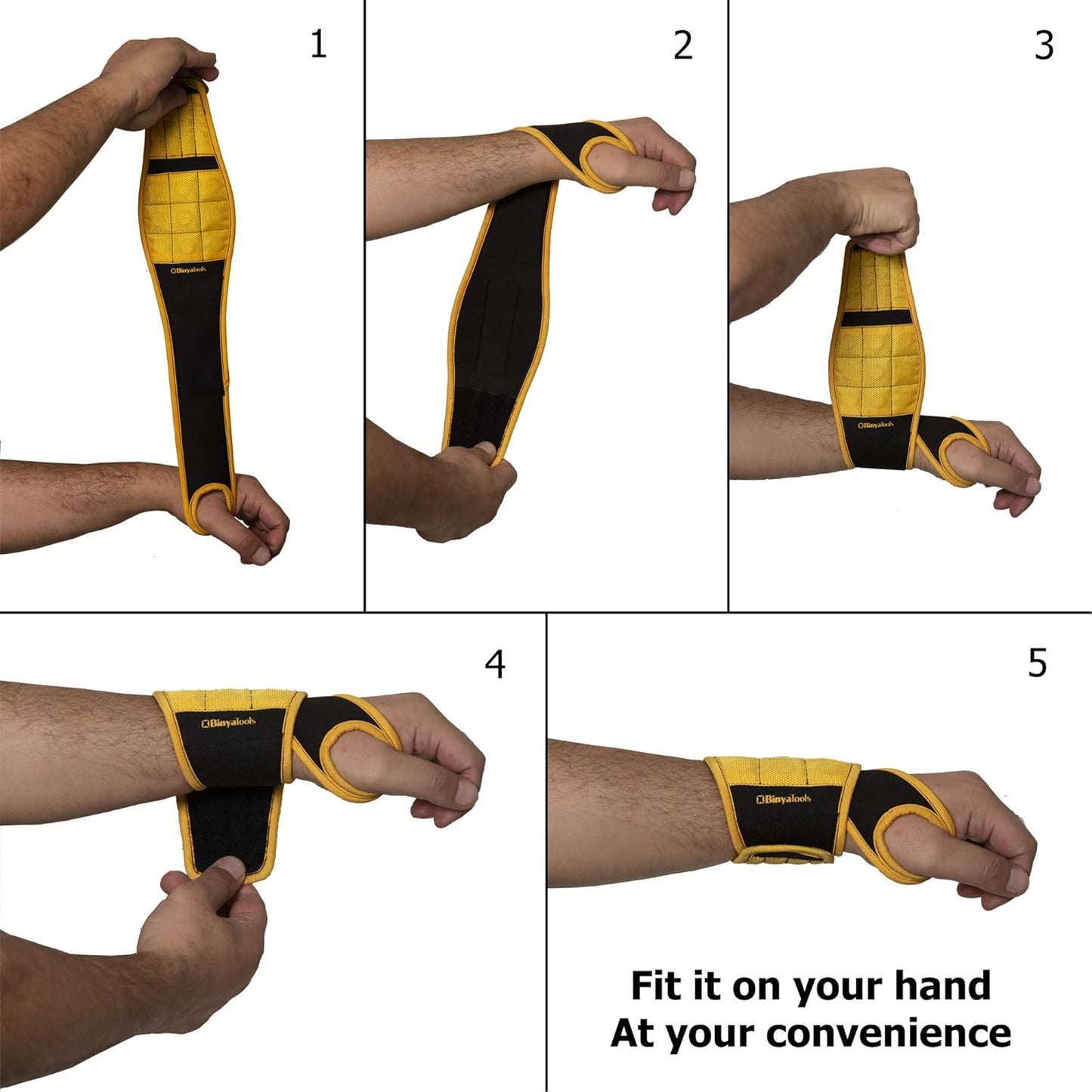 BINYATOOLS Magnetic Wristband – Keep Fasteners Within Reach for Electronics Repair Hobbyists and Small-Parts Projects