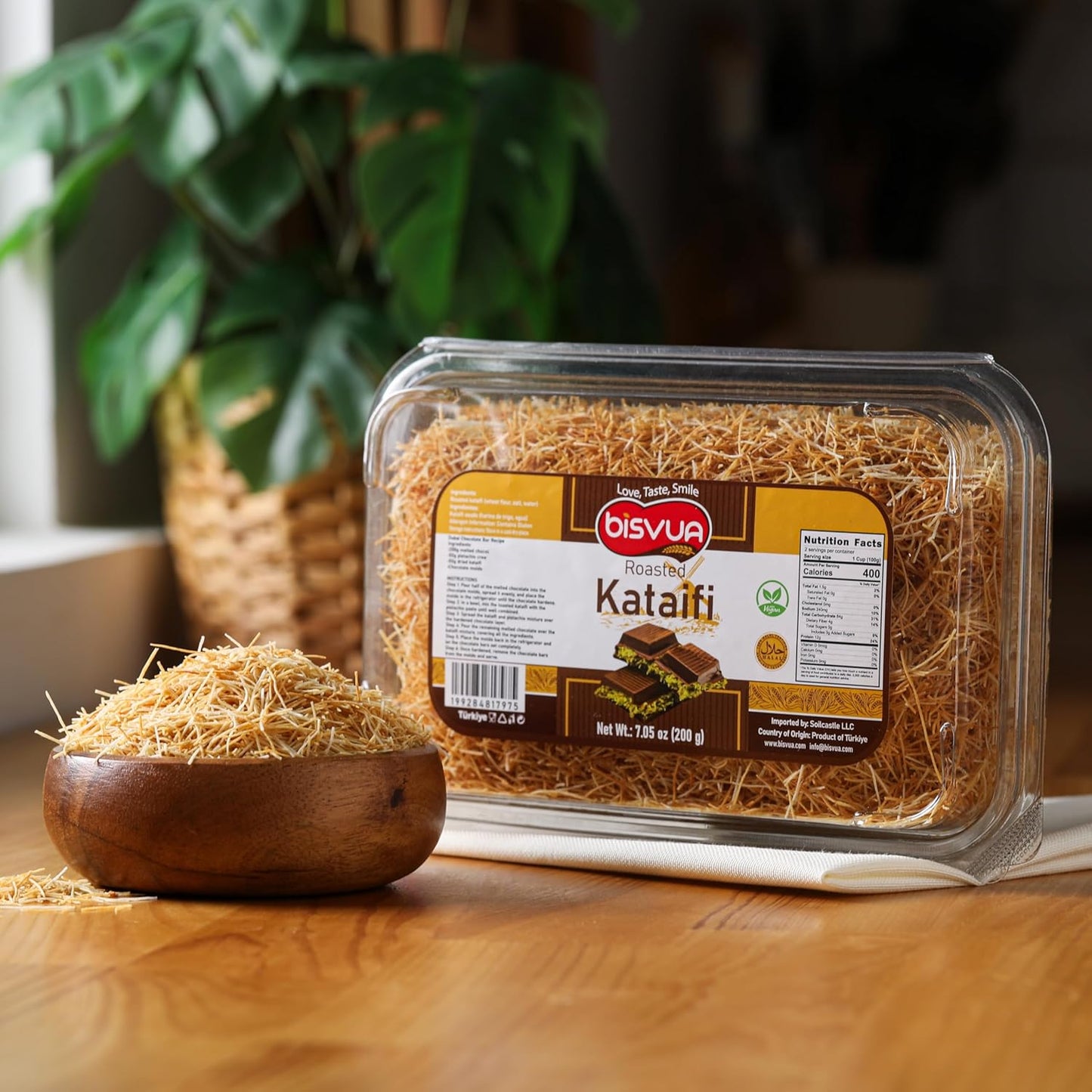 BISVUA Pre-Toasted Kadayif 200g – Vegan-Friendly Shredded Phyllo for Clean-Ingredient Kunafa & Wellness Desserts