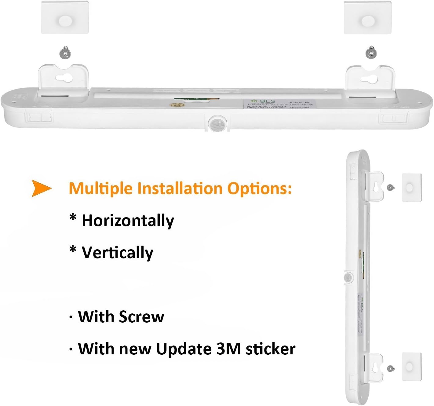 BLS T01L Battery Operated Light – Clean-Lined Modern Kitchen Under-Cabinet Lamp with Auto Day Night Sensor