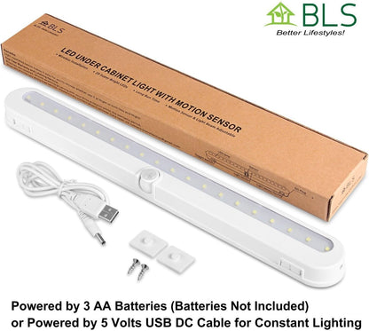 BLS T01L Battery Operated Light – Clean-Lined Modern Kitchen Under-Cabinet Lamp with Auto Day Night Sensor