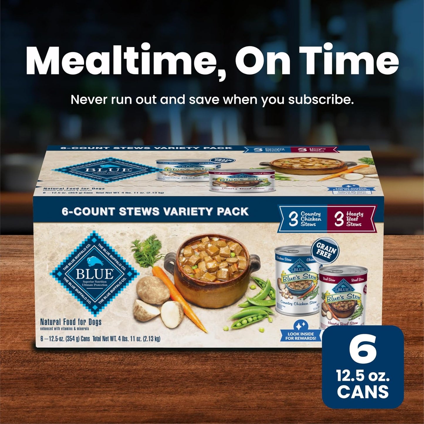 Blue Buffalo Blue's Stew Hearty Beef & Country Chicken Canned Dog Food, Clean Label Ingredients for the Intentional Pet Pantry