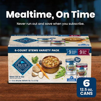 Blue Buffalo Blue's Stew Hearty Beef & Country Chicken Canned Dog Food, Clean Label Ingredients for the Intentional Pet Pantry