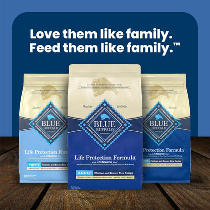 Blue Buffalo Life Protection Formula Adult Dog Food Chicken & Brown Rice – AAFCO-Compliant Safe Nutrition with No Artificial Flavors or Preservatives, 24 lb