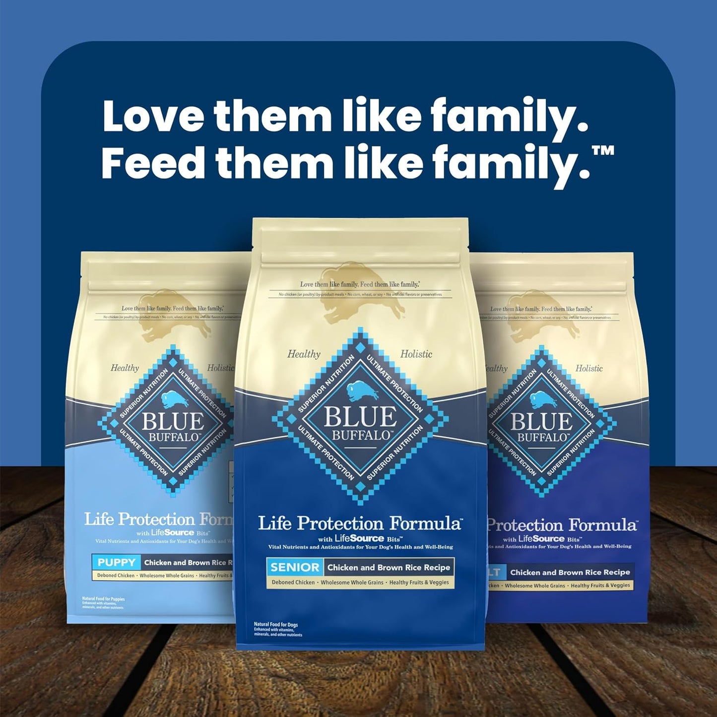 Blue Buffalo Life Protection Senior Dry Dog Food – Crafted with Real Deboned Chicken and Wholesome Grains for Mature Dogs, 15 lb