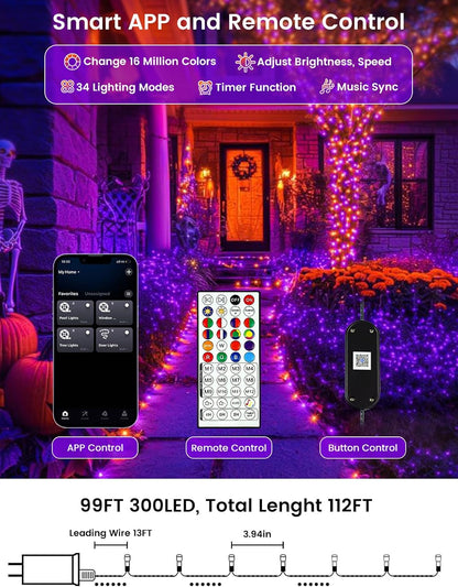 bluetooth app control plus ir remote for color, brightness, speed, effects, and grouping