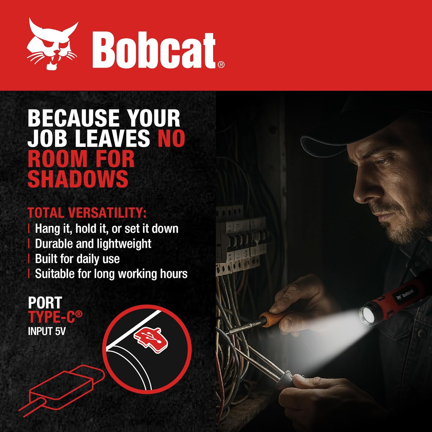 Bobcat LED Neck Reading Light – Battery-Operated Bedside Light with No Open Flame or Hot Bulbs