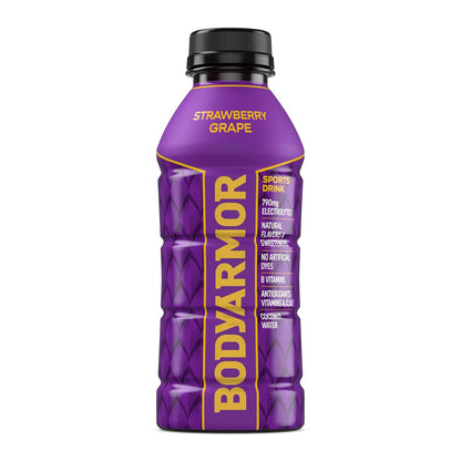 BODYARMOR Coconut Water Beverage – Sustained Office Hydration Alternative to Plain Water for Busy Professionals, Strawberry Grape 12 Pack