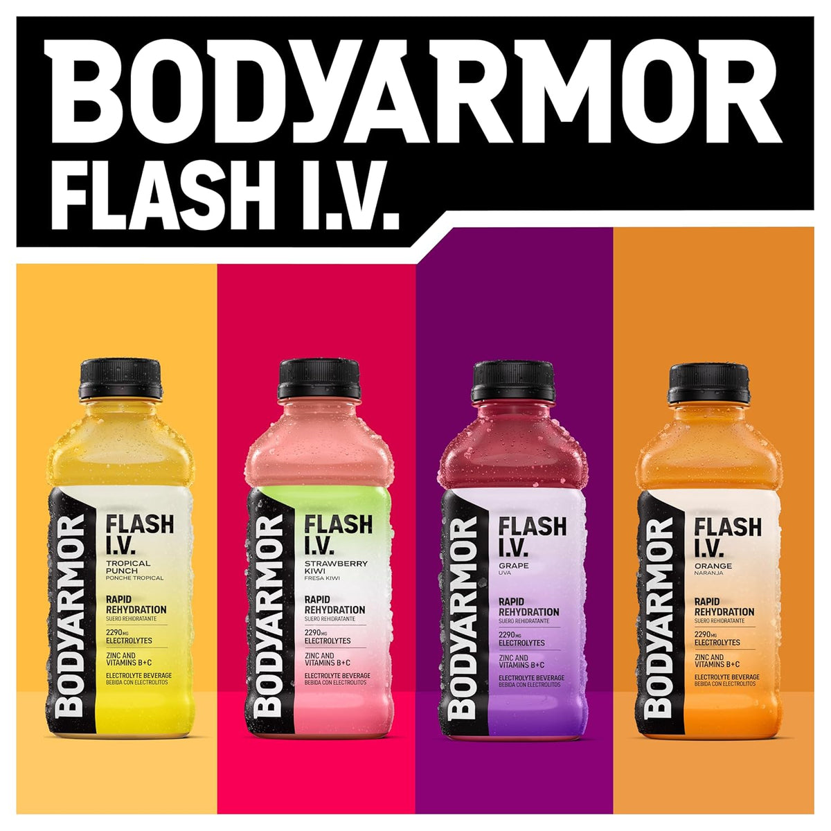 BODYARMOR Flash I.V. Electrolyte Beverage – Mindful Hydration with B Vitamins and Vitamin C, Natural Coconut Water Drink 20 Fl Oz 12-Pack