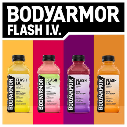BODYARMOR Flash I.V. Electrolyte Beverage – Mindful Hydration with B Vitamins and Vitamin C, Natural Coconut Water Drink 20 Fl Oz 12-Pack