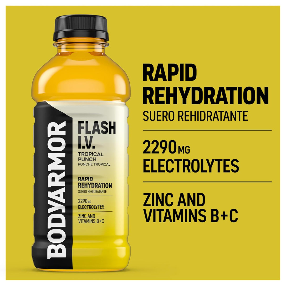 BODYARMOR Flash I.V. Electrolyte Beverage – Mindful Hydration with B Vitamins and Vitamin C, Natural Coconut Water Drink 20 Fl Oz 12-Pack