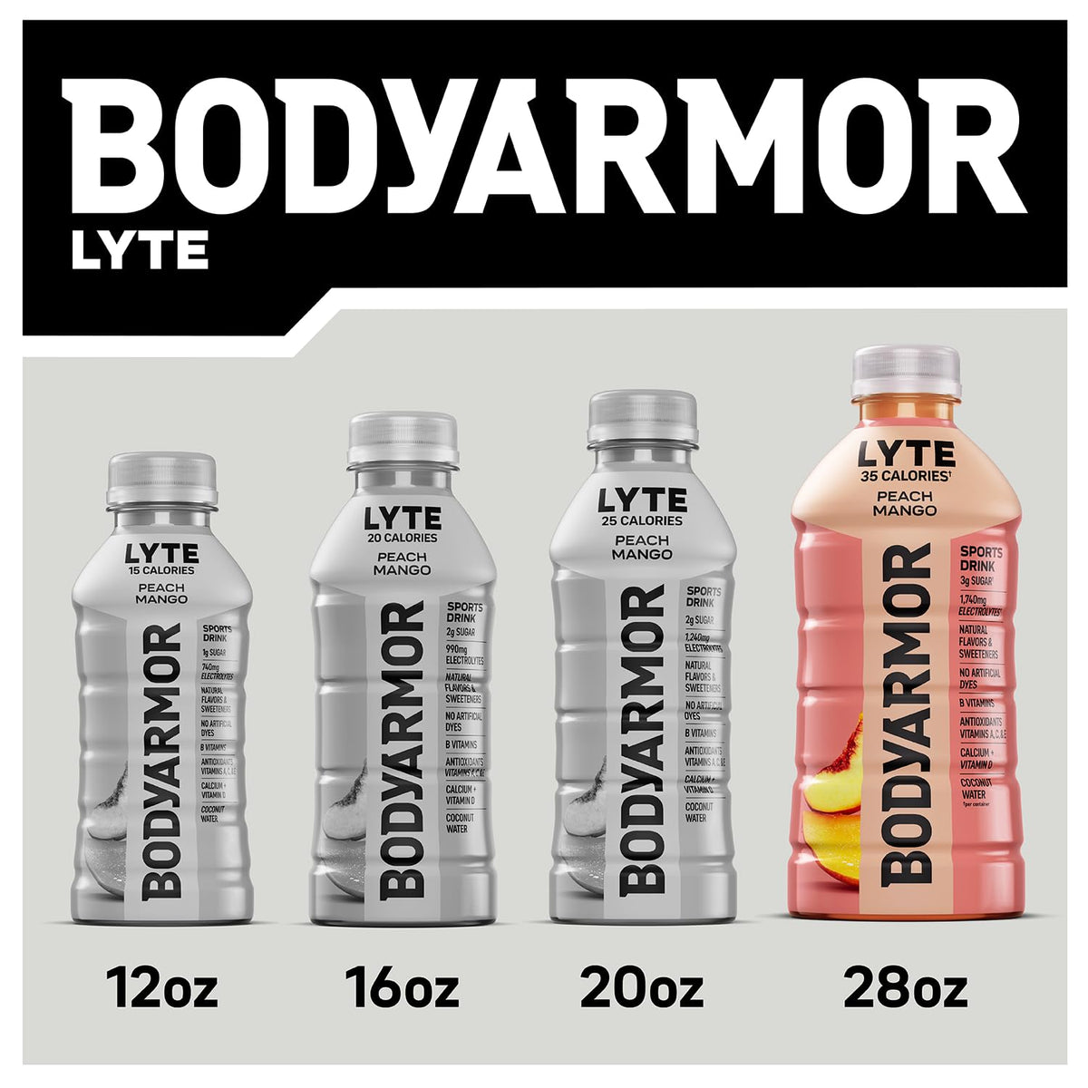 BODYARMOR LYTE Lightweight Coconut Water Drink for Outdoor Sports Fields and Running Routes, 28 Fl Oz Bottles (15 Pack)