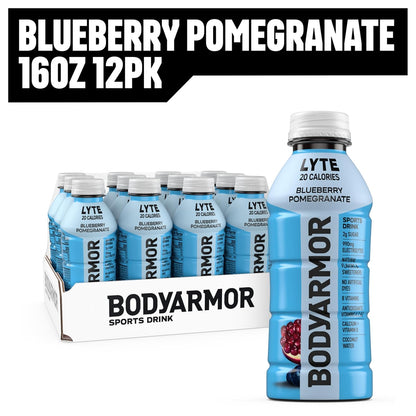 BODYARMOR LYTE Sports Beverage – Stevia-Sweetened Hydration for Pregnancy and Postpartum Wellness, Blueberry Pomegranate Coconut Water Electrolyte Drink, 16 Fl Oz (Pack of 12)