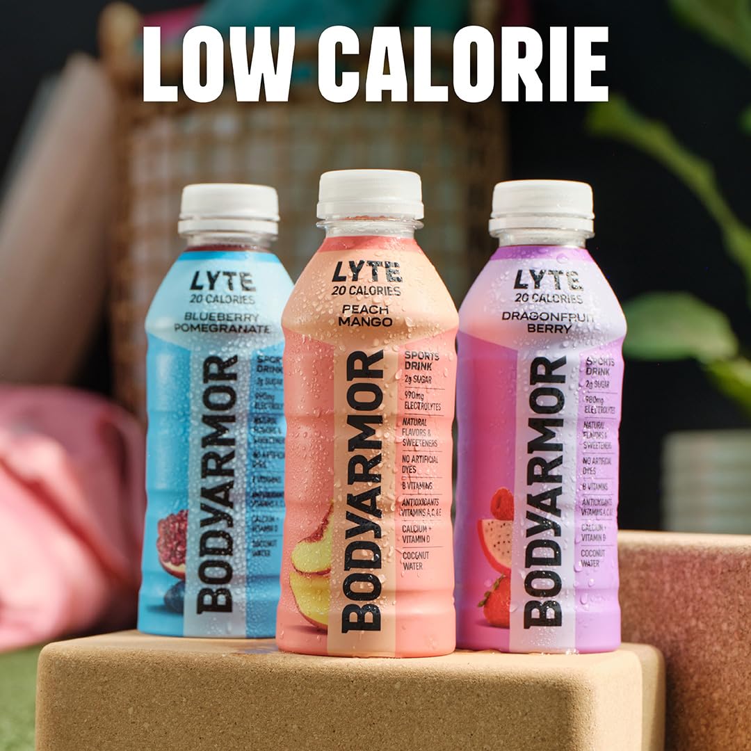 BODYARMOR LYTE Sports Beverage – Stevia-Sweetened Hydration for Pregnancy and Postpartum Wellness, Blueberry Pomegranate Coconut Water Electrolyte Drink, 16 Fl Oz (Pack of 12)