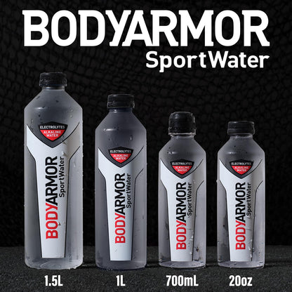 BODYARMOR SportWater Alkaline Water for Cycling and Long-Distance Riders, pH 9+ Electrolyte Hydration, 1.5 Liter Pack of 12