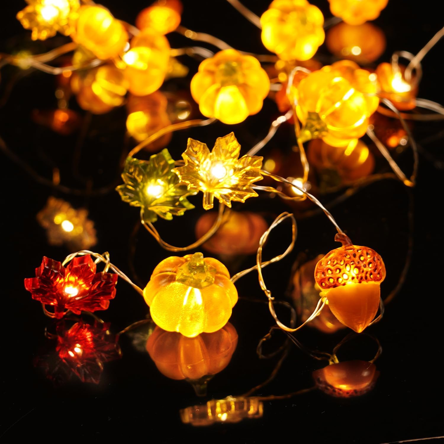 BOHON Simple 3D Pumpkin String Lights – Less Is More Autumn Centerpiece, Clean Line Battery Garland for Intentional Home