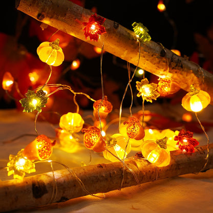 BOHON Simple 3D Pumpkin String Lights – Less Is More Autumn Centerpiece, Clean Line Battery Garland for Intentional Home