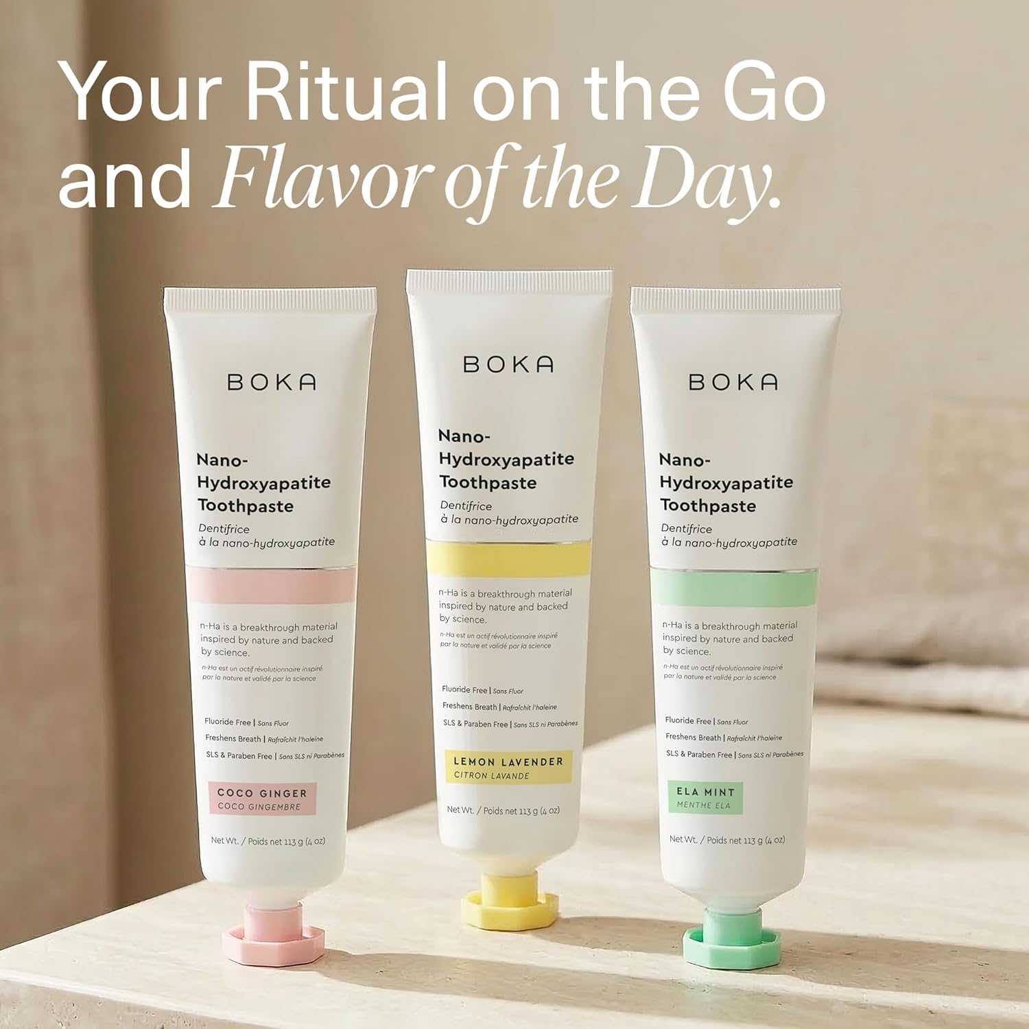 Boka n-Ha Toothpaste Lemon Lavender and Ela Mint – Gentle Fluoride Free Daily Brushing for Holistic Wellness Enthusiasts
