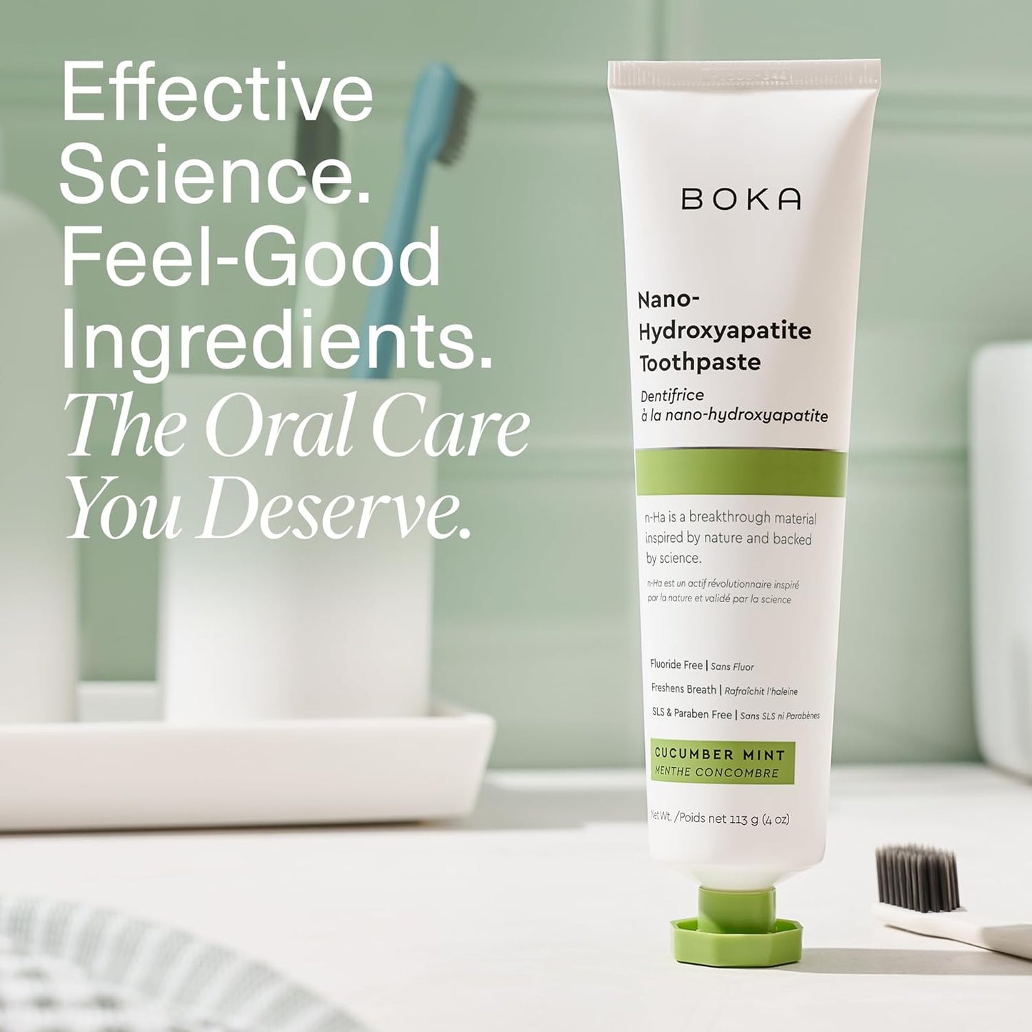 Boka Nano Hydroxyapatite Toothpaste – Spa-Inspired Cucumber Mint for Sensitive Teeth, Clean Wellness Counter Essential