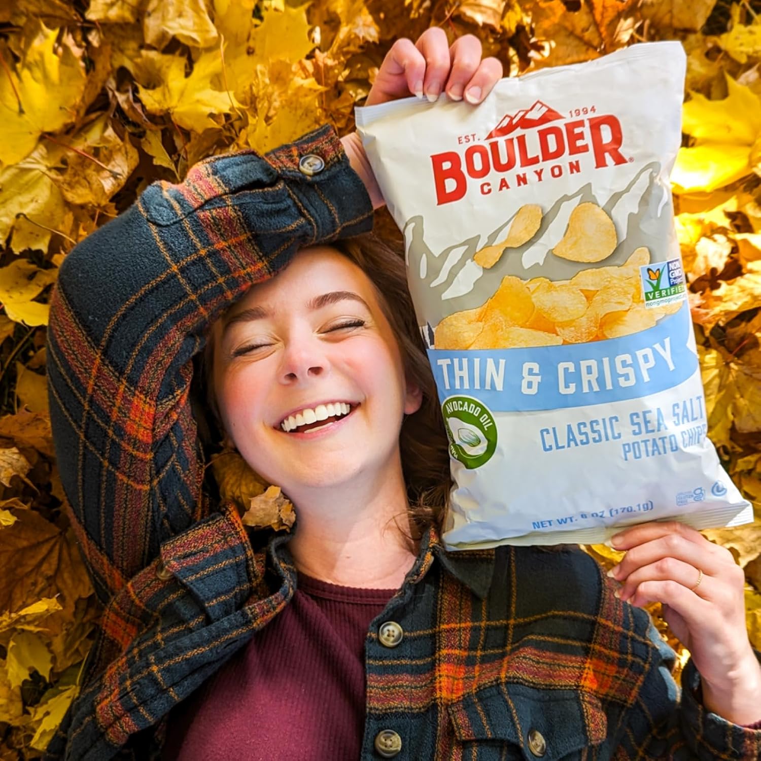 Boulder Canyon Classic Sea Salt Chips – Simple Three-Ingredient Lunchbox Snack for Children, 1.25 oz Bags
