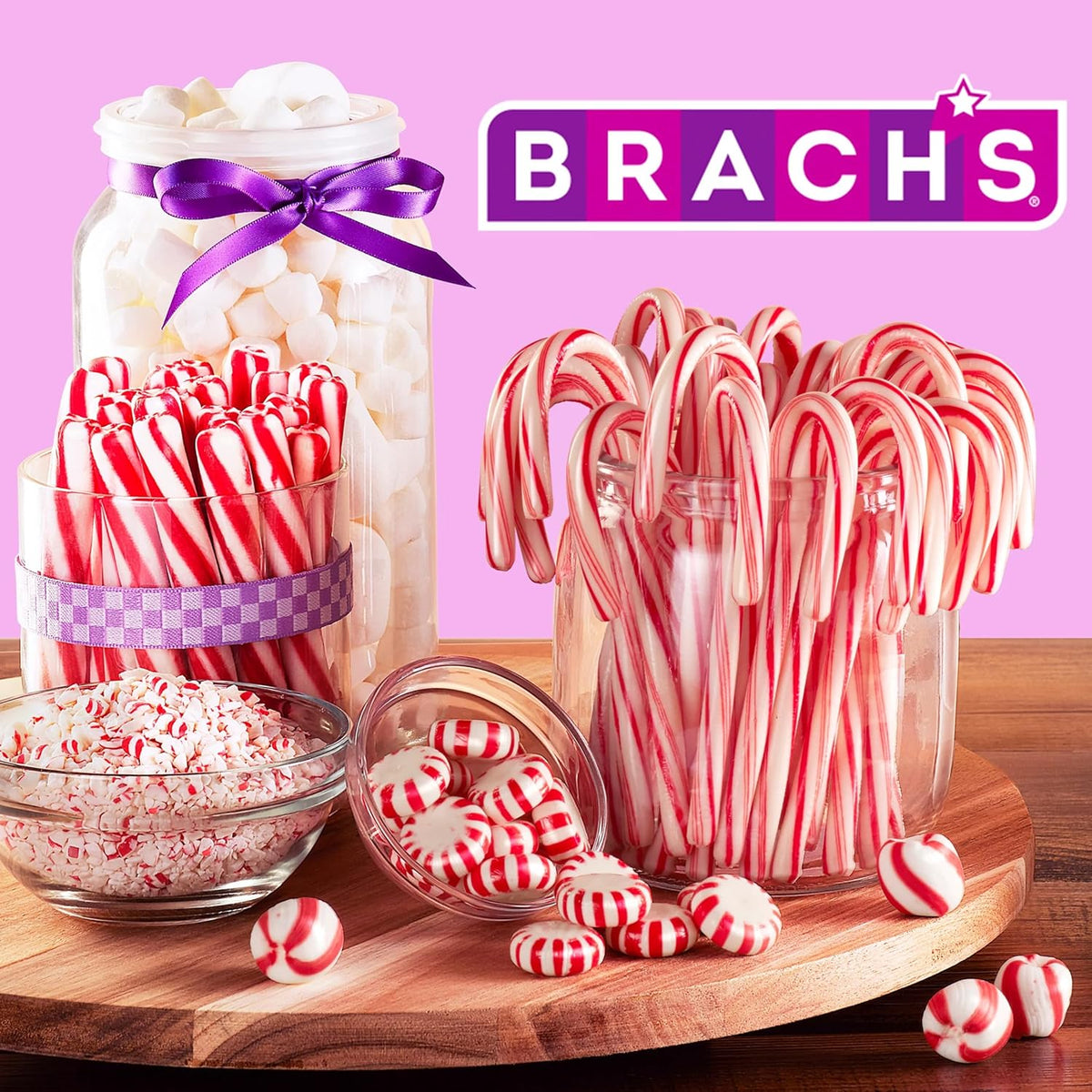 Brach's Holiday Soft Peppermint Candy – Hygienic Individually Wrapped Christmas Sweets for Kids' Party Favors and Candy Bowls, 10oz Bag