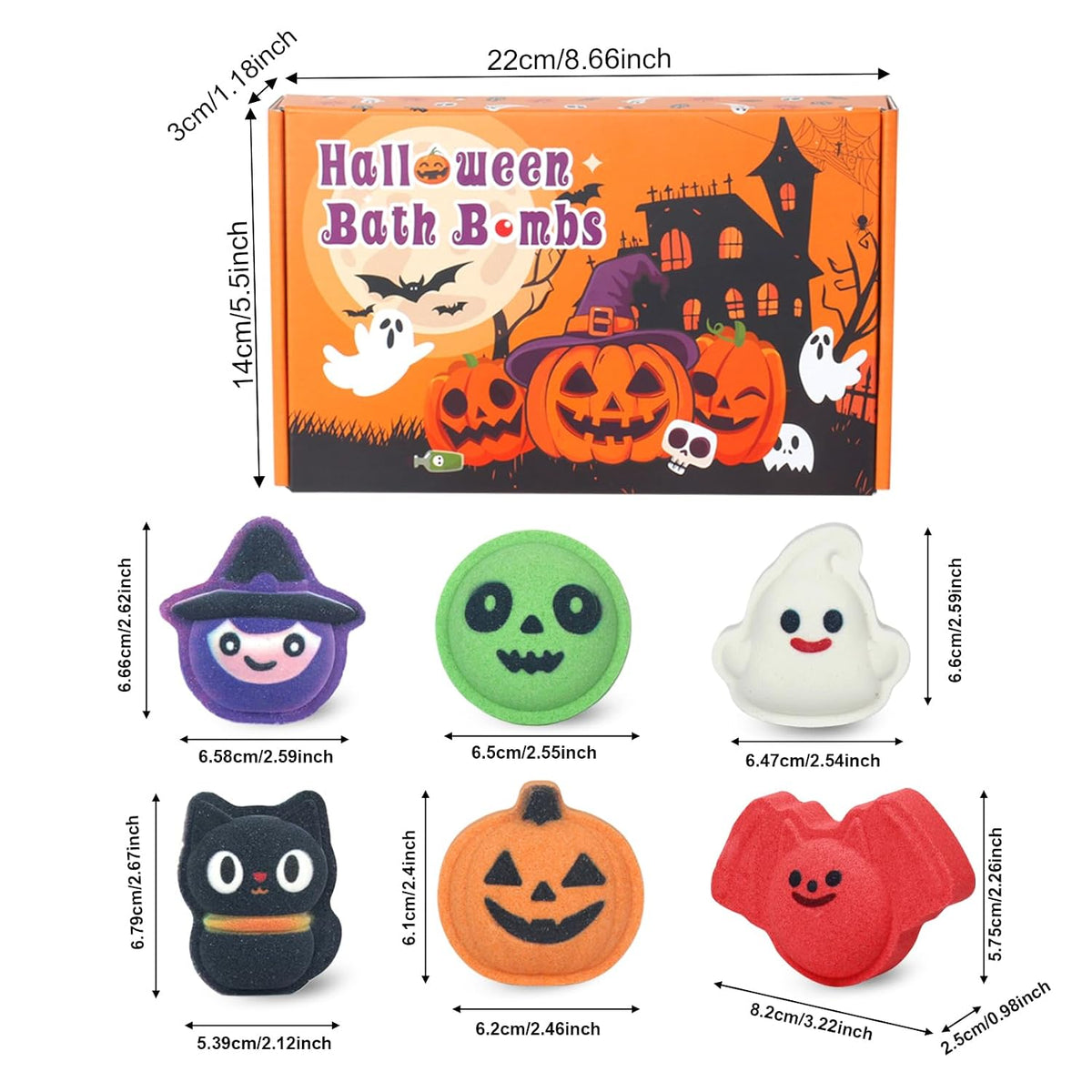 BRAND Halloween Bath Bombs – No Candy Trick or Treat Surprise for the Kids Bathtub, Spooky Shapes Inside
