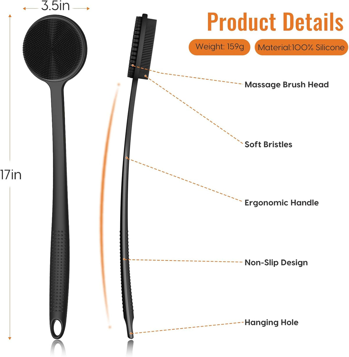 [Brand Name] Double Sided Shower Brush – Antibacterial Food-Grade Silicone Scrubber for Clean Family Bathrooms