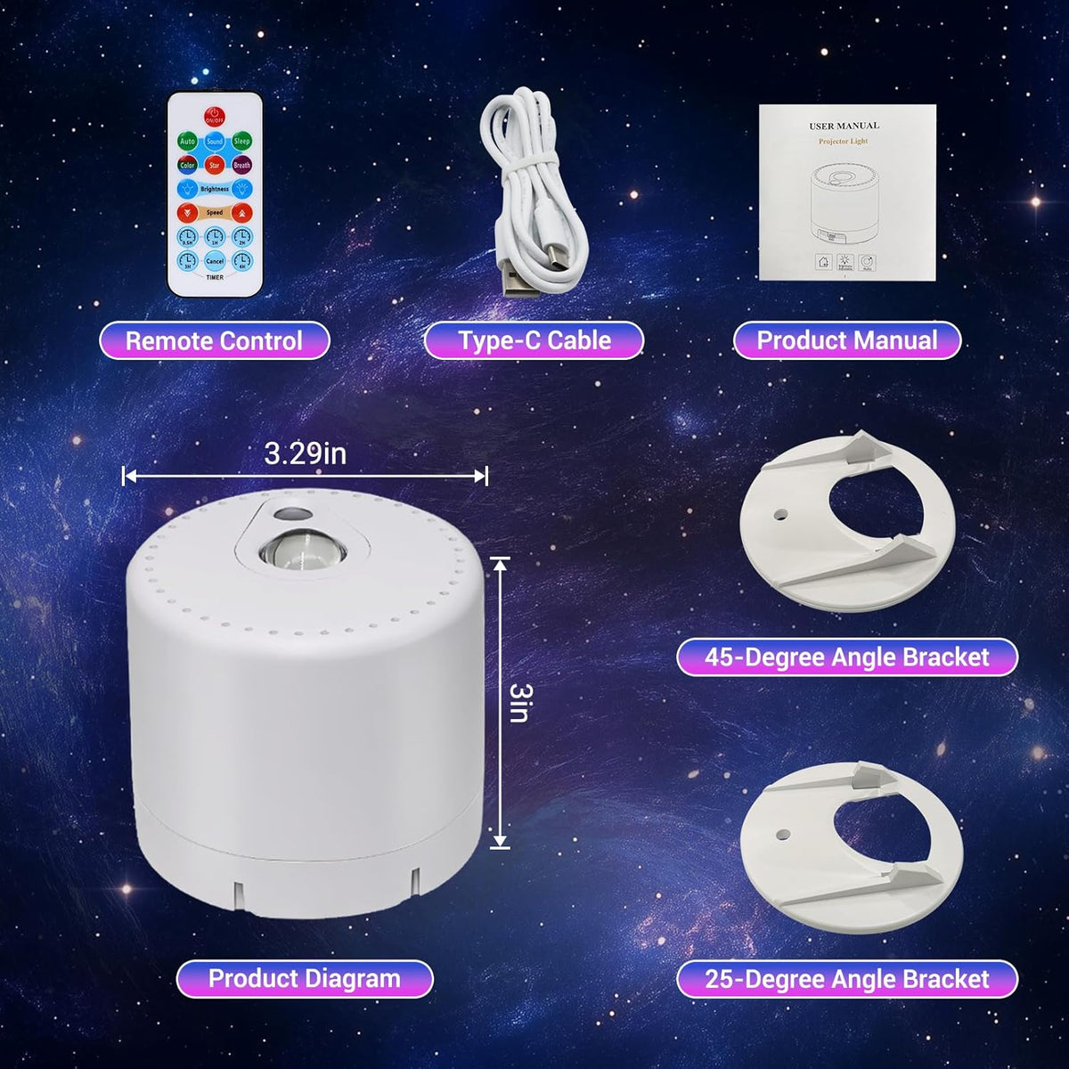 [Brand Name] Star Projector with Timer – Soothing Bedroom Light for Autistic Children, Steadily Glowing Stars