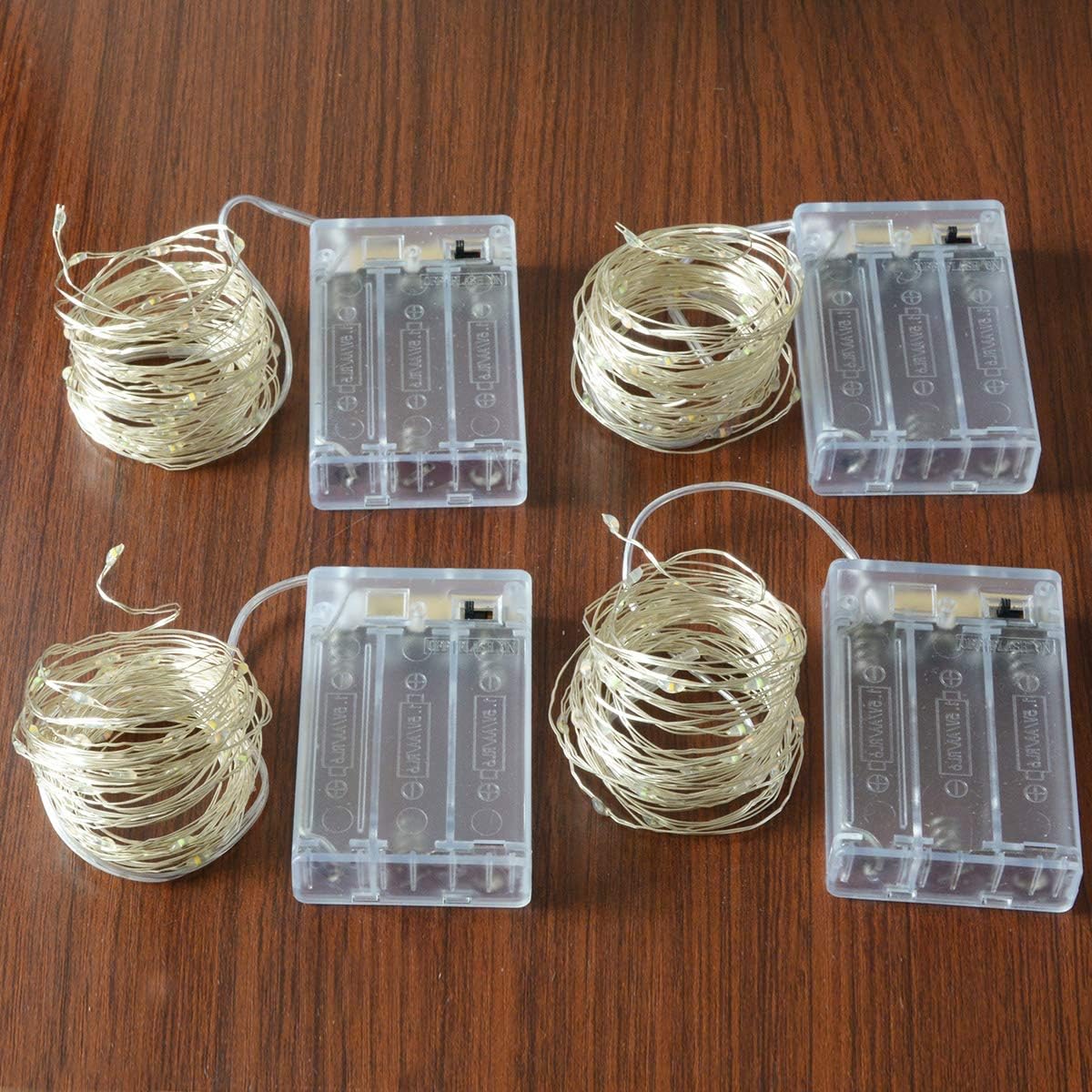 [Brand] Safe Alternative to Candles – Battery LED String Lights for Mantel and Tableside, 4-Pack