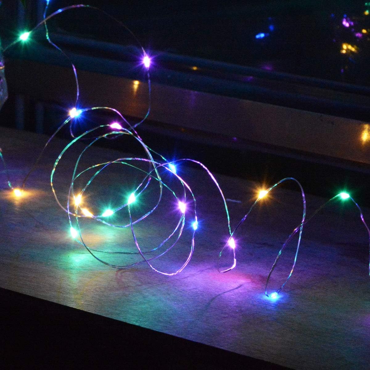 [Brand] Safe Alternative to Candles – Battery LED String Lights for Mantel and Tableside, 4-Pack