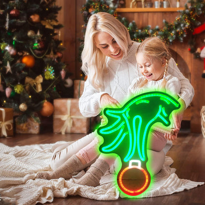 BrandName Christmas Neon Sign Green LED – Cool to Touch and Heat Free Holiday Lighting for Bedroom and Living Room, Dimmable
