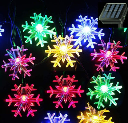 Brightever Solar Snowflake String 20 Ft 30 LED 8 Modes – Travel-Friendly Solar Lights for Camping, Picnic Tables and Outdoor Lounges