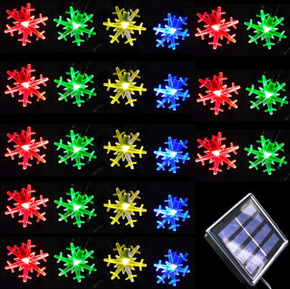 Brightever Solar Snowflake String 20 Ft 30 LED 8 Modes – Travel-Friendly Solar Lights for Camping, Picnic Tables and Outdoor Lounges