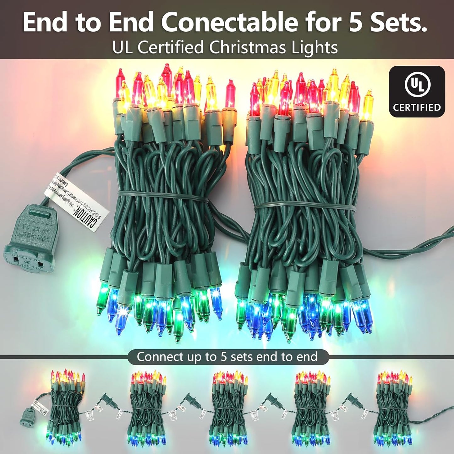 Brightown IP44 Waterproof Christmas Lights Multicolor – Safe Outdoor and Indoor Lighting with No Fire Risk