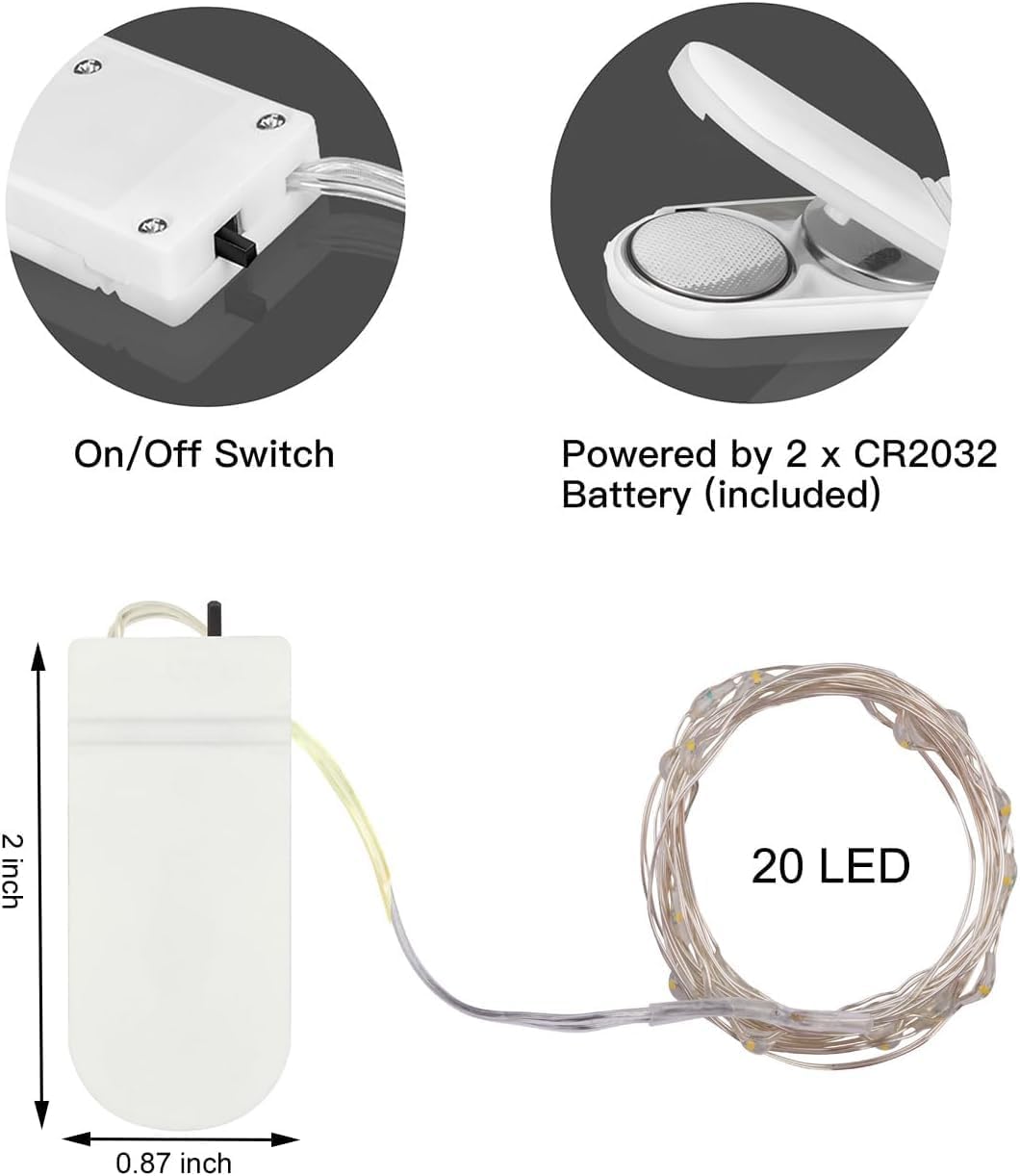 Brightown Mini Fairy Lights Battery Operated – Uncluttered Cordless Lights for Japandi Bedrooms and Clean Scandinavian Vignettes