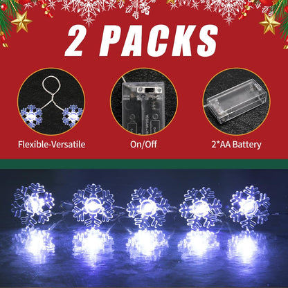 Brightown Snowflake String Lights – Kids Bedroom Magical Winter Glow, Battery Operated No Flame