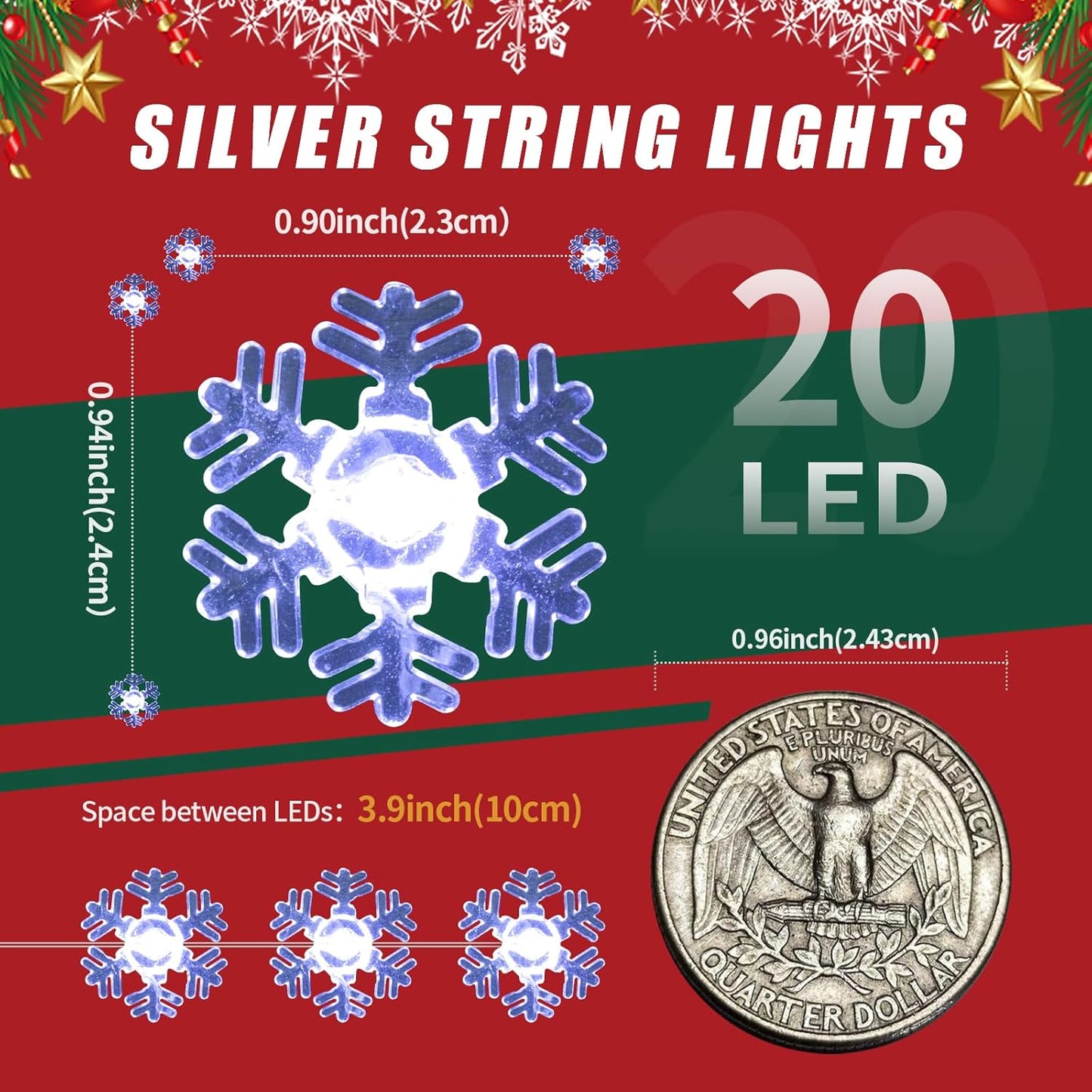 Brightown Snowflake String Lights – Kids Bedroom Magical Winter Glow, Battery Operated No Flame