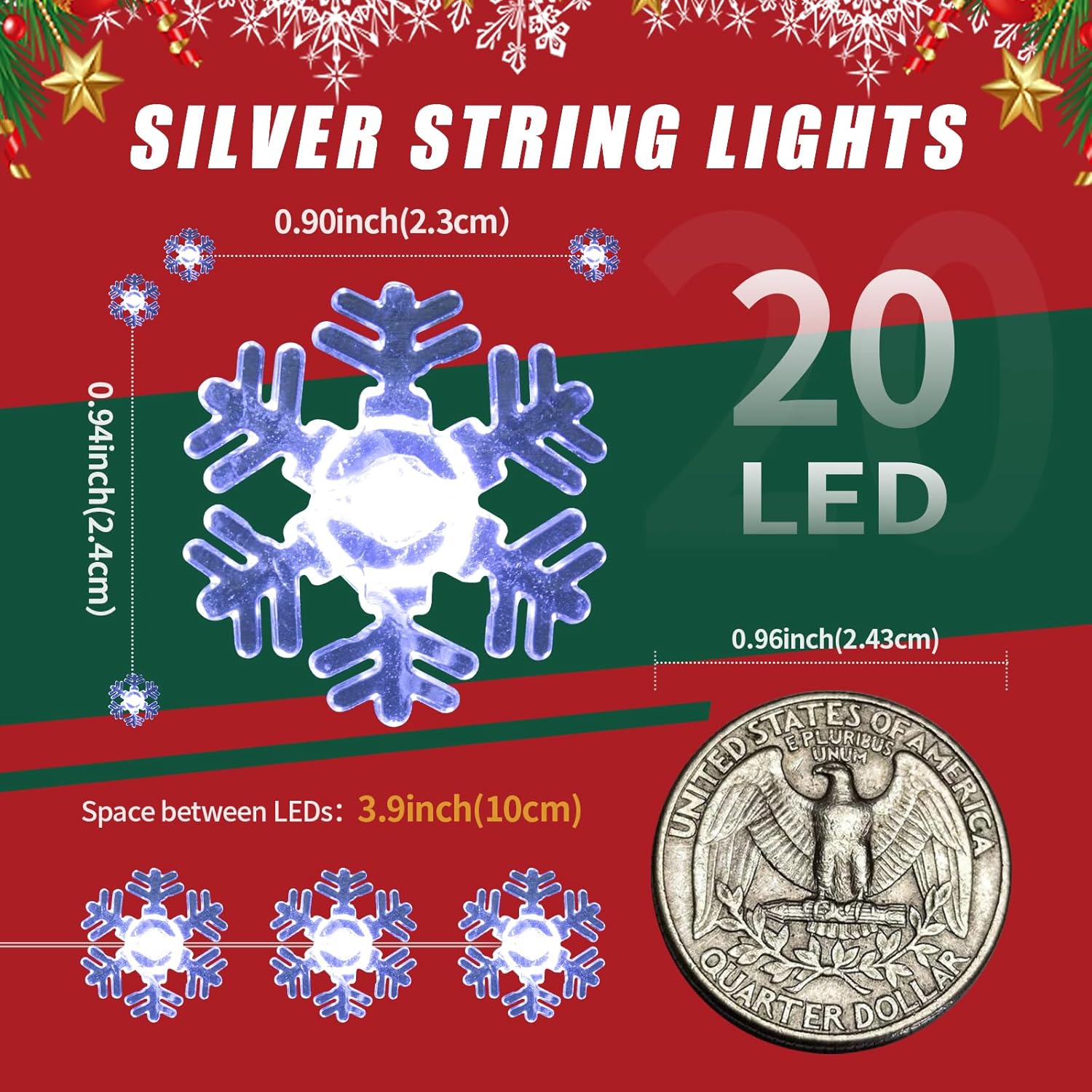 Brightown Snowflake String Lights – Kids Bedroom Magical Winter Glow, Battery Operated No Flame