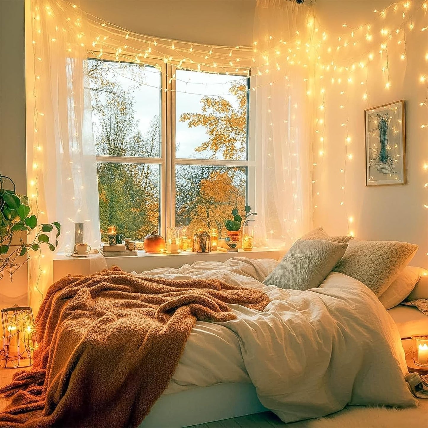 Brightown Warm White String Lights 88ft, Cozy Valentine's Day, Mother's Day & Housewarming Gift for Women with Memory Timer