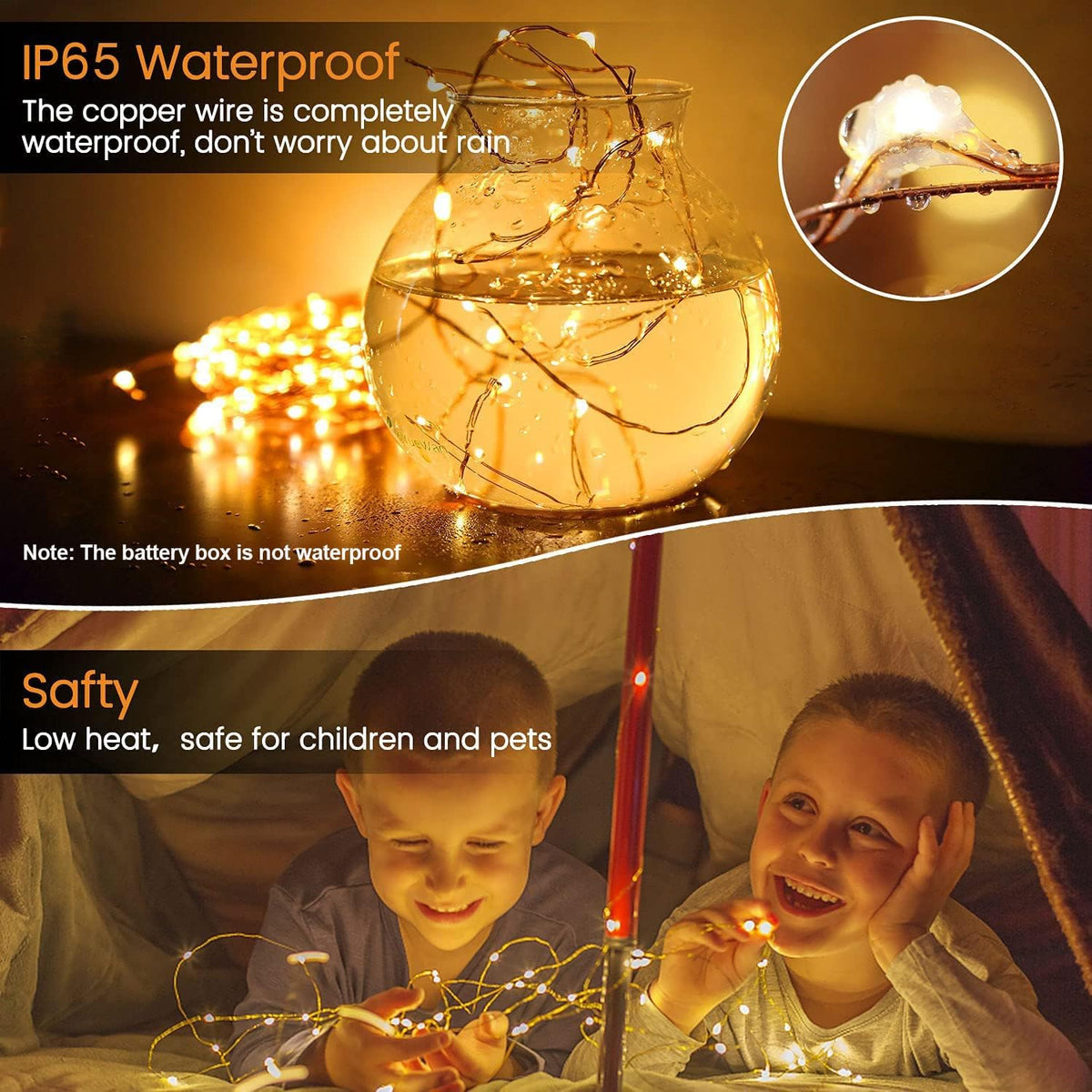 Brightown Waterproof Fairy Lights Battery Operated 24 Pack – IP65 Silver Wire String Lights for Patio Outdoor Dining and Garden Party Decor