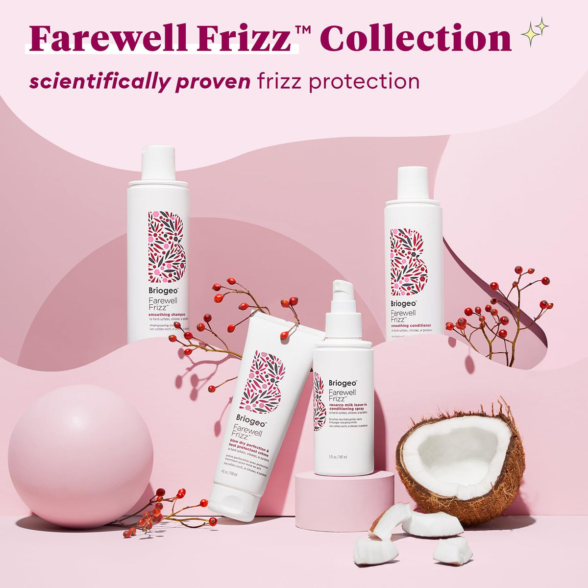 Briogeo Farewell Frizz Blow Dry Perfection Crème – Streamlined Vanity Essential, One-Step Frizz and Heat Solution