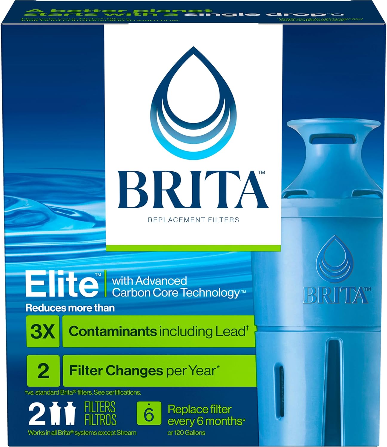Brita Elite Pitcher Filter Cartridges – Filtered Water for Brewing Coffee, Tea, and Iced Drinks in the Office Break Room