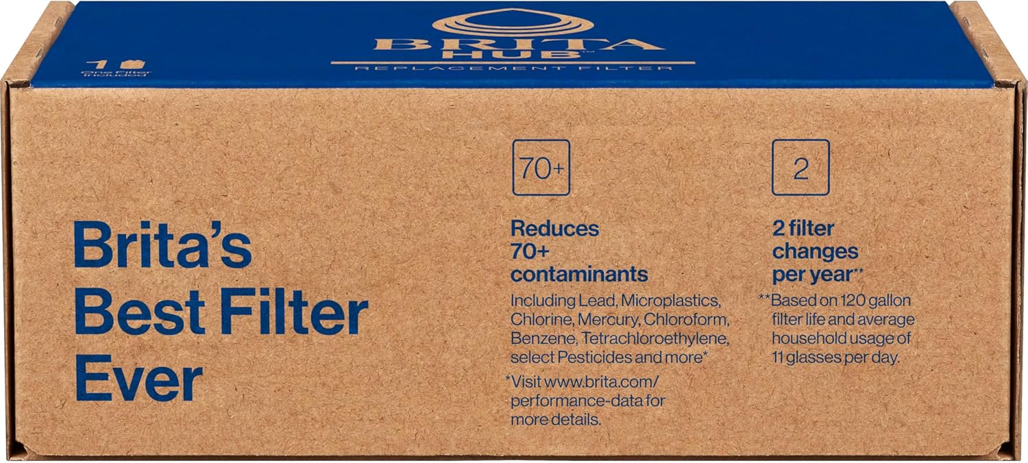 Brita Hub Water Filter – Reliable Filtered Water for Focused Workdays and Home Gym Hydration, 6 Months