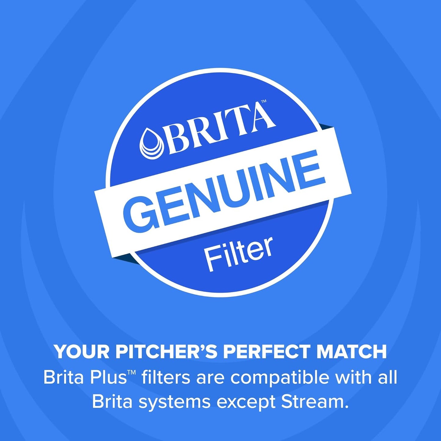 Brita Plus Water Filter 4-Pack – Clean Design Replacement for Neutral, Uncluttered Kitchens and Home Offices