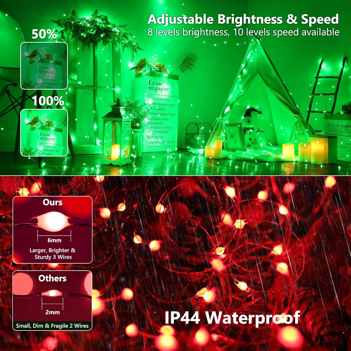 BrizLabs Color Changing String Lights on Silver Wire – Subtle Year Round Lighting for Neutral Toned Apartment and Studio