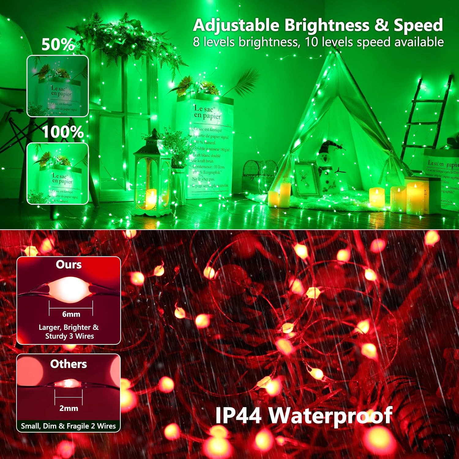 BrizLabs Color Changing String Lights on Silver Wire – Subtle Year Round Lighting for Neutral Toned Apartment and Studio